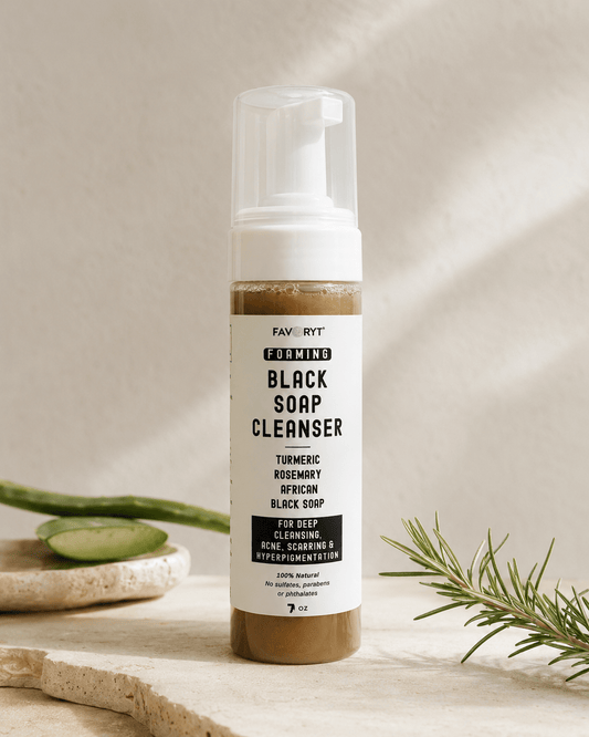 African Black Foaming Cleanser for Deep Cleansing, Acne or Hyperpigmentation with Turmeric and Rosemary - FAVORYT BRAND