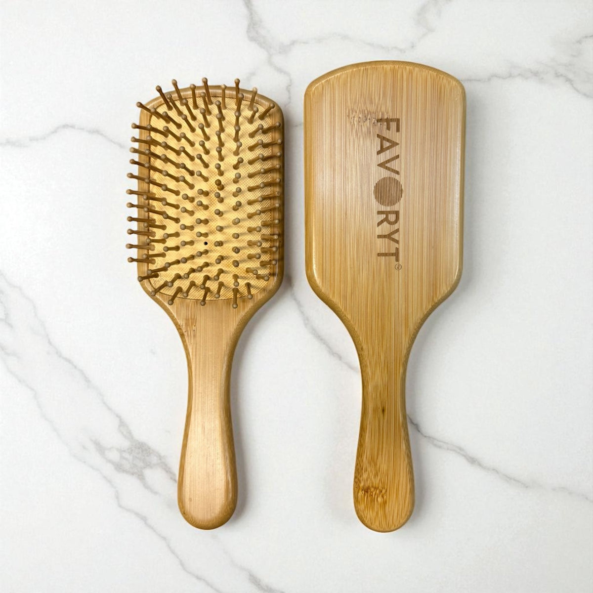 Bamboo Hairbrush for Curly & Ethnic Hair – Anti-Static, Detangling, Scalp Massage, Eco-Friendly - FAVORYT BRAND