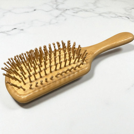 Bamboo Hairbrush for Curly & Ethnic Hair – Anti-Static, Detangling, Scalp Massage, Eco-Friendly - FAVORYT BRAND