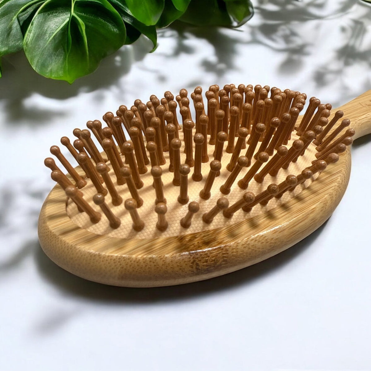 Bamboo Hairbrush for Curly & Ethnic Hair – Anti-Static, Detangling, Scalp Massage, Eco-Friendly - FAVORYT BRAND