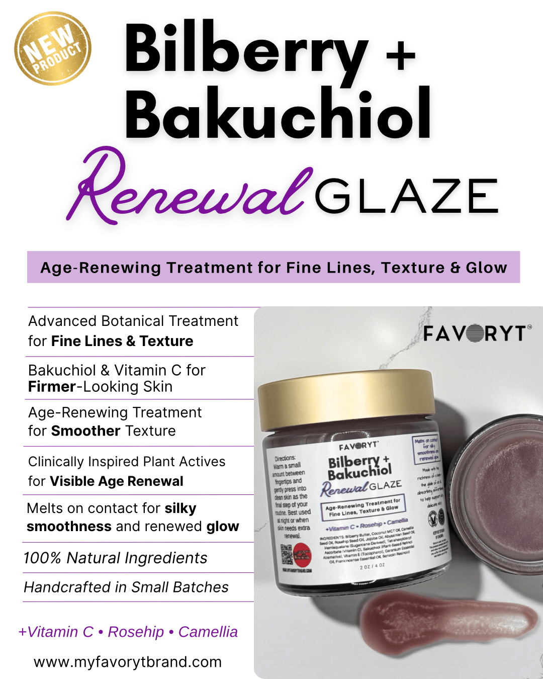 Bilberry + Bakuchiol Renewal Glaze – Radiance for a Soft, Dewy Glow | Our Glass Skin 100% Natural Retinol Alternative - FAVORYT BRAND