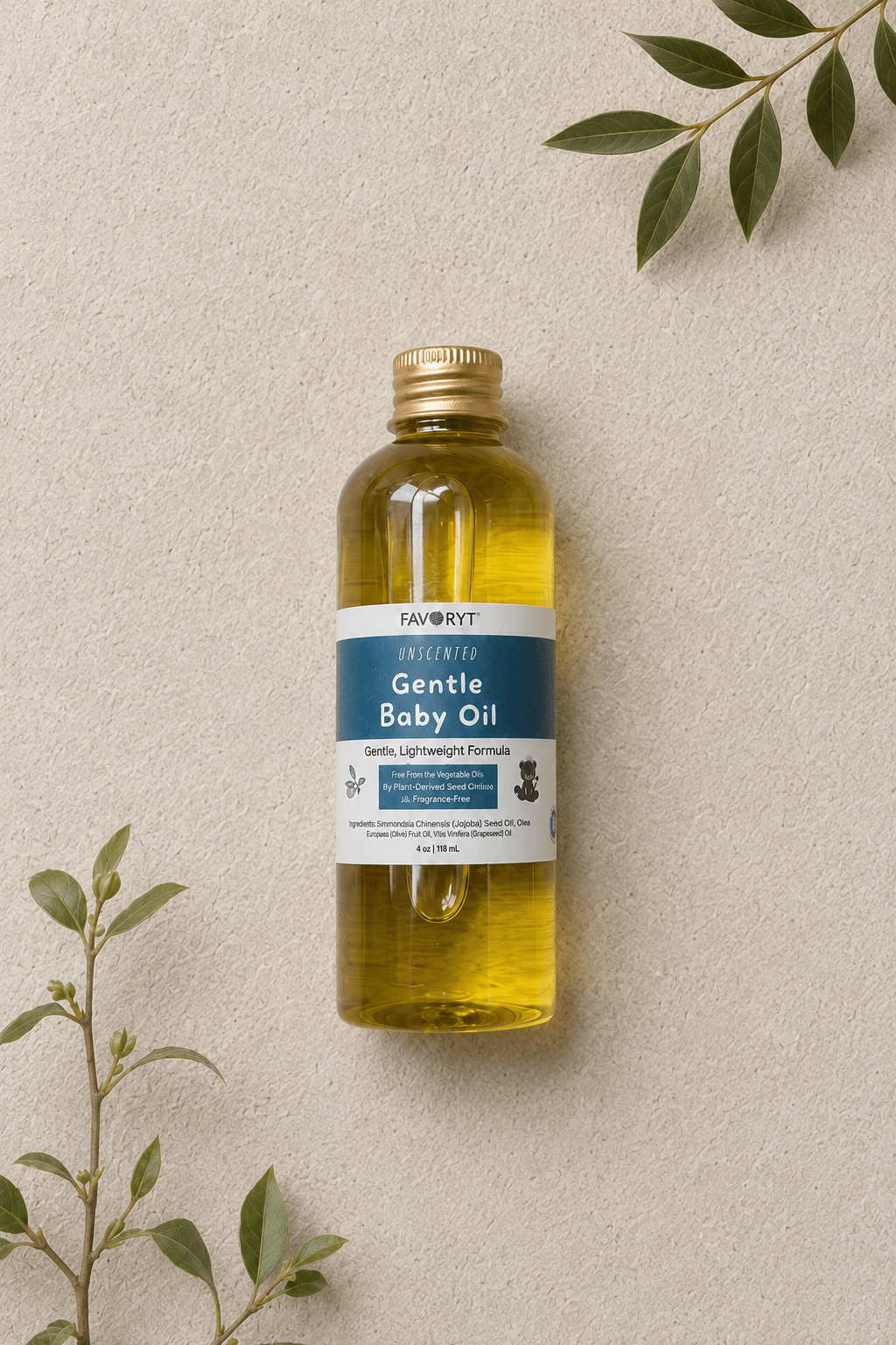 Fragrance-Free Baby Oil | Gentle Moisture for Baby + Sensitive Skin - FAVORYT BRAND