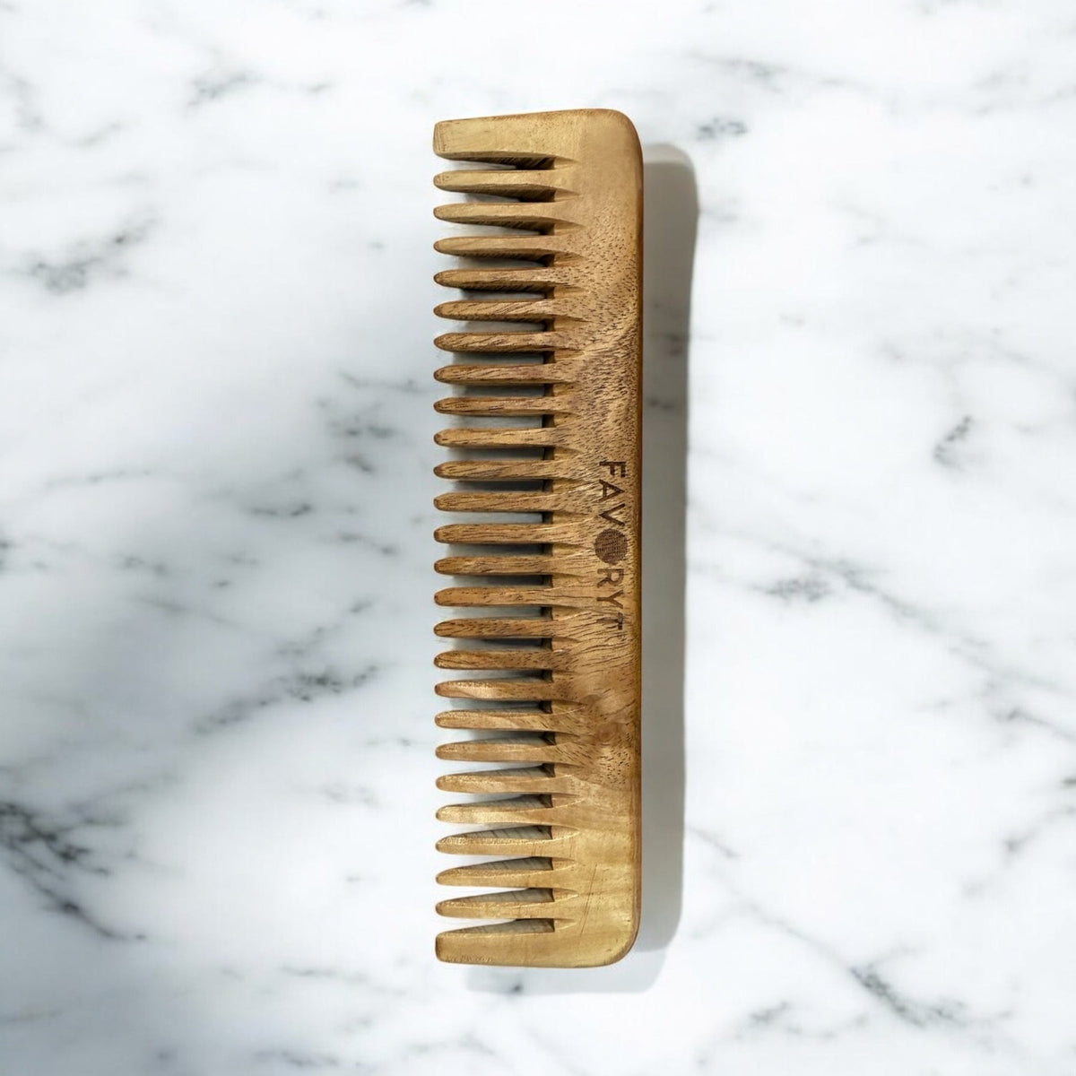 Handmade Neem Wood Combs – Natural Anti-Static, Scalp-Healthy Hair Combs from India (Pocket, Wide-Tooth, Shampoo & More) - FAVORYT BRAND