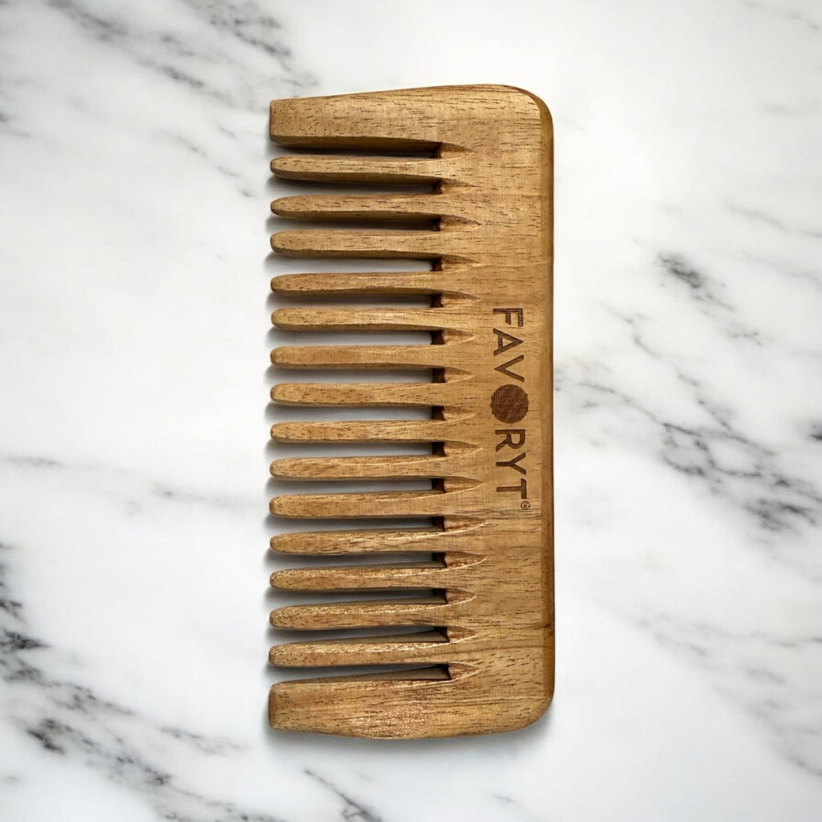 Handmade Neem Wood Combs – Natural Anti-Static, Scalp-Healthy Hair Combs from India (Pocket, Wide-Tooth, Shampoo & More) - FAVORYT BRAND