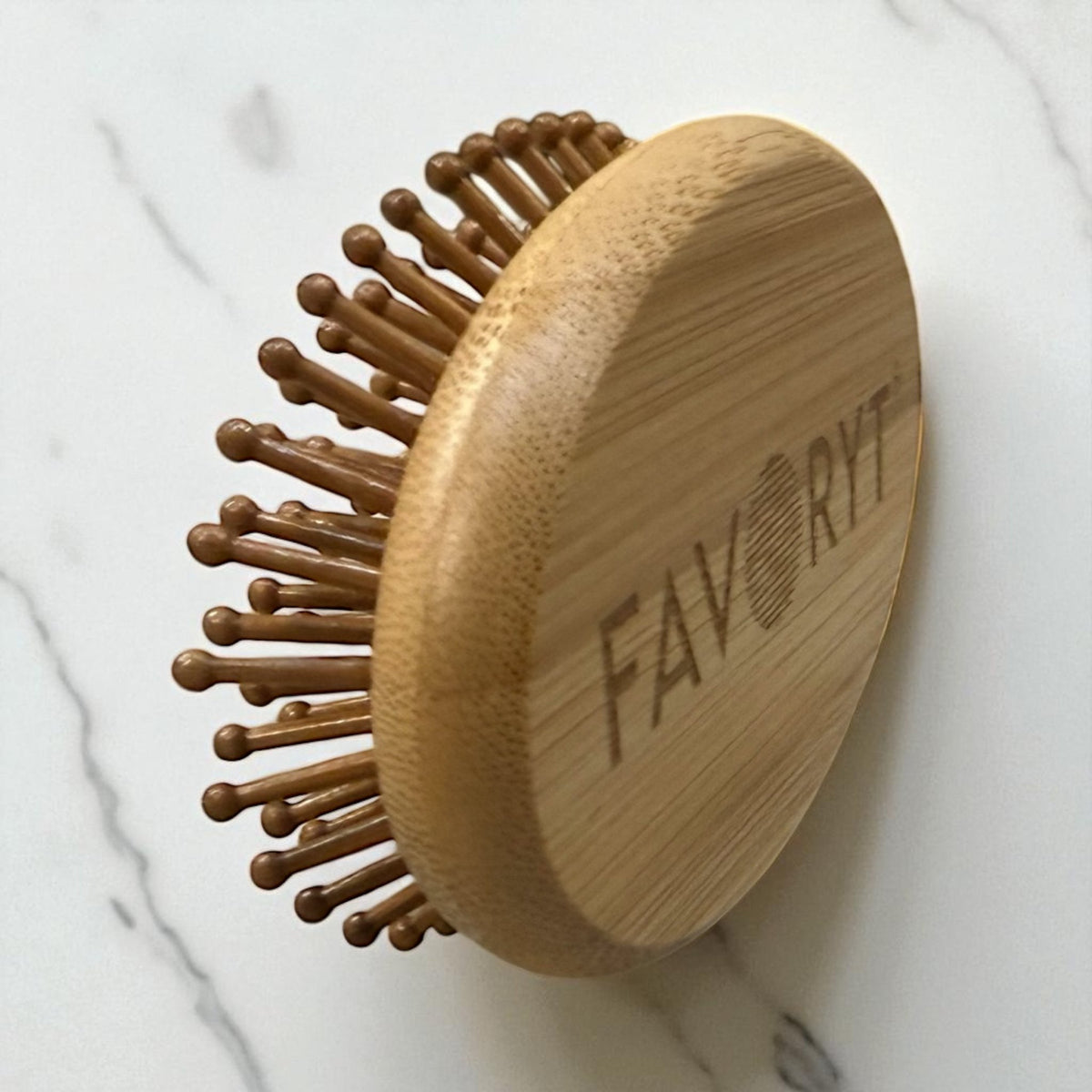 Organic Bamboo Beard & Travel Brush – Eco-Friendly Handheld Detangling Hairbrush - FAVORYT BRAND