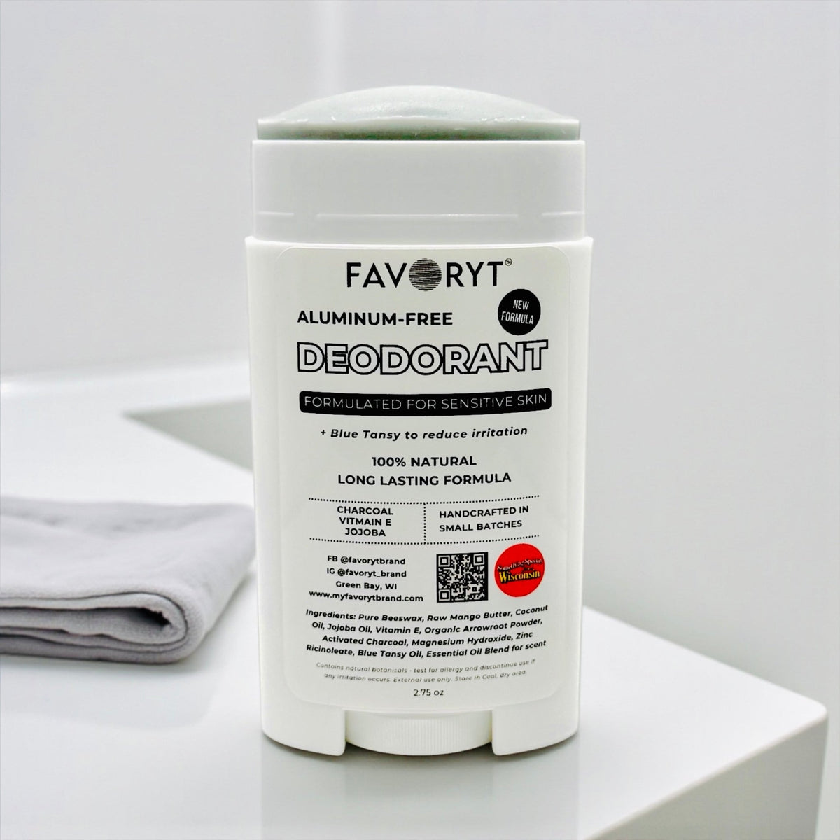 Sensitive Skin Natural Deodorant – Blue Tansy Comfort + Long-Lasting Freshness - Aluminum & Baking Soda Free Formula - FAVORYT BRAND