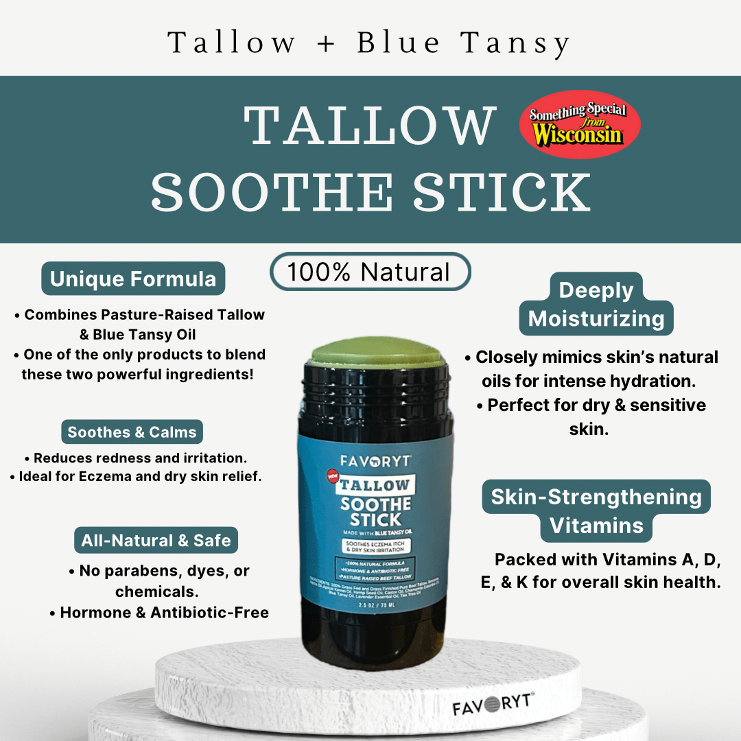 Tallow Soothe Stick Skin Balm Stick for Eczema and Dry, Cracked Skin, Soothing effect for itch and irritation - FAVORYT BRAND